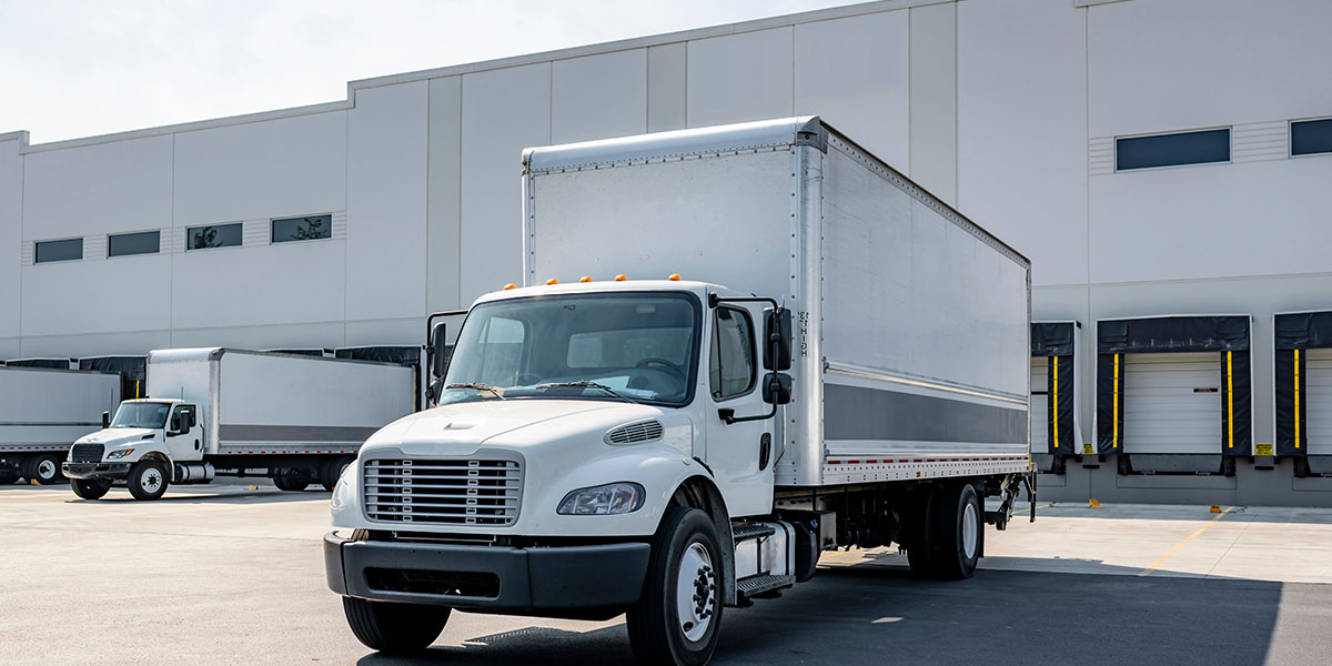 Box trucks at warehouse dock
